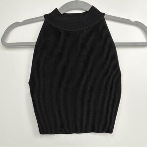 Aritzia Babaton Sculpt Knit black ribbed mock neck tank top